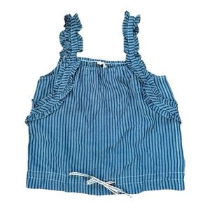 Hem & Thread Navy Striped Ruffle Cotton Flowy Tank Top NWT | Size M
